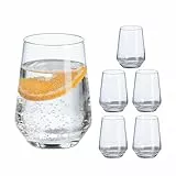 Relaxdays Trinkgläser 6er Set, Wassergläser, spülmaschinenfeste Getränkegläser, 390 ml Volumen, Saft, Limo, transparent