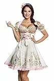 Dirndline Damen Mini-Brokat-Dirndl inkl Spitzenbluse Kleid f?r besondere Anl?sse, wei?, XL