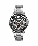 HUGO Multi Zifferblatt Quarz Uhr für Herren Kollektion #Sport mit Silbernes Edelstahlarmband - 1530195