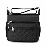 Damen Multi Pocket Casual Waterproof Crossbody Handtaschen Schultertasche Messenger Bag für Reisen Wandern Alltag, Schwarz , Einheitsgröße