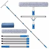 Mitclear Fensterreiniger Set mit Teleskopstiel(196cm), Fensterputzer mit Fensterwischer & Einwascher, 2-in-1 Fensterabzieher, Profi Fensterreinigungsset für Bad, Dusche, Fenster, Glas, Spiegel, Auto