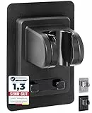 BLUMBACH® Duschkopfhalterung ohne Bohren - DAS ORIGINAL - Duschhalterung kleben statt Bohren - Neigung verstellbar, schwarz, Duschkopf Halterung, Shower head holder mit extra starkem Klebepad