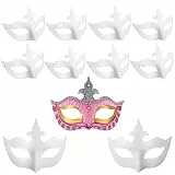 zrfgbxim 10 Stück Papiermasken zum Bemalen, DIY Weißes Masken zum Anmalen, Unbemalte DIY Papier Maske, Cosplay Masken für Halloween Maskerade Party Maskenball Masken, Kronen Design
