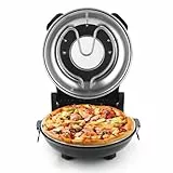 KLAIF Elektrischer Pizzaofen für die Arbeitsplatte mit 31 cm Keramikstein, zwei einstellbaren Temperaturreglern, inklusive 4 Pizzawerkzeugen, LMR-schwarz