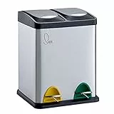 SVITA TC2X8 Mülleimer 16 Liter 2x8L doppelt Abfalleimer kompakt 2er-Mülleimer Kücheneimer Mülltrennung Treteimer Silber