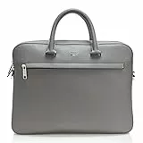 BOSS Herren Ray Soft Leather Brief Case Aktentasche, High Rise Grey