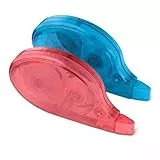 Amazon Basics White Out Korrekturband mit Spender, 2 Stück, einfach zu bedienen, 12 m, 9 x 4,8 x 1,6 cm, Rot, Blau