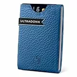 W4LLET® Kartenetui, Strukturleder Blau | Echtleder, Premium RFID Schutz | Handgefertigt in Deutschland | Ultra dünn, Slim Wallet