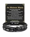 TOLOWOBK Ich Liebe Dich Geschenke für Männer An Meinen Mann Papa Sohn Bruder Lederarmband Herren Geflochten Gravur Armband Herren Leder Armbänder Männer Vatertagsgeschenk Geburtstag Geschenk