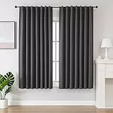 Joydeco Vorhänge mit Verdeckten Schlaufen 2er Set,H 158 x B 132 Dunkelgrau Verdunkelung Blickdicht Kurze Vorhang Stangendurchzug Gardinen Maschinenwaschbar Curtains Schlafzimmer Wohnzimmer Badezimmer