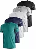 UEEKO 5er Pack Sport Herren Tshirt Set Kurzarm Sporthirt Running Herren Schnelltrocknend Atmungsaktiv Fitness Funktions Sporthirt Running Herren.(Medium)