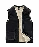 AIEOE Herrenweste Warm Gefüttert Fleeceweste Softshellweste mit Stehkragen und Taschen Schwarz Herstellergröße 5XL/ EU XL
