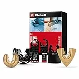 Original Einhell 6-tlg. Multitool-Set (BIM-Tauchsägeblatt, HCS-Halbrundsägeblatt, CrV-Tauchsägeblatt, Hartmetall-Halbrundsägeblatt, Deltaraspel, flexible Ziehklinge mit offener Aufnahme
