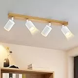 ZMH LED Deckenleuchte Deckenstrahler 4 Flammig - Deckenlampe Holz GU10 Küchenlampe 350°Drehbar Vintage Deckenspots Küche Flur Strahler Retro Spots für Wohnzimmer Schlafzimmer(Ohne Leuchtmittel)