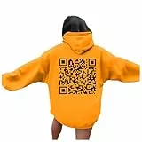 YOSUWOAI Funny Fu QR Code Hoodie Damen Locker Sweatshirt Sport Kapuzenpullover Rundhalsausschnitt Pullover Casual Langarm Kapuzenpulli Bequeme Sweatshirts Y2K Streetwear