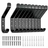 susswiff 10-Stück Garderobenhaken, Kleiderhaken zum Schrauben, Haken für Akustikpaneele, Schlafzimmer, Wohnzimmer, Badezimmer, Wandhaken für Garderobe, Jacken, Hut, Metall, Schwarz 10CM