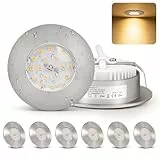 Dehobo LED Einbaustrahler 230V 60-65mm Ultra Flach 6W IP44 LED Einbauleuchten Deckenspots 3000K Warmweiß, LED Spots Badezimmer Matt Nickel 6er Set, für Badezimmer Küche Wohnzimmer