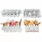 2 Stück Silikonformen Gießformen, Silikonform Buchstaben Happy Birthday mit Blumenhalter, Gießformen Silikon Happy Birthday Gipsformen Zum Gießen, Silikonform Blumenhalter Epoxidharz Formen