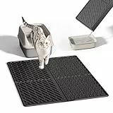 Pieviev Katzenklo Matte, 79×61cm Katzenstreu Matte vor Katzentoilette, Wasserdichte Katzenklo Unterleger zum Auffangen von Katzenstreu, Leichte EVA Katzenmatte in Schwarz
