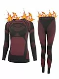 Innvix Thermo-Unterwäsche-Set für Damen, Skiunterwäsche, schnelltrocknende Thermounterlage, Damen-Thermobekleidung, Rot/Ausflug, einfarbig (Getaway Solids), Small