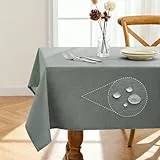 Pureegg Tischdecke Abwaschbar - Wachstuchtischdecke in Leinenoptik, Outdoor Wetterfest, Wasser- und Schmutzabweisend, Ideal für Esstisch, Party und Garten, Beige, 100×138cm