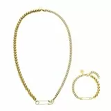 Purelei® Kipi Schmuckset (Gold), Unisex Schmuckset aus langlebigem Edelstahl, Wasserfeste Halskette und Ohrringe mit Stecknadel für Damen und Herren