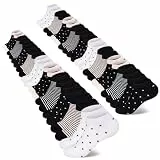 Mowenti Socken Damen 39-42 Sneaker Kurze Baumwollsocken Sportsocken 20 paar Streifen Punkten-8203