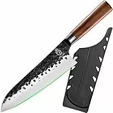 FULLHI Kochmesser, geschmiedetes Fleischerbeil Fleisch Gemüse schneiden hohen Kohlenstoffstahl Küchenmesser für Haus Kochen Weihnachtsgeschenke für Frauen Männer (19,8cm Kochmesser)