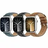 Wristitani 3er Set Lederarmbänder, kompatibel mit Apple Watch Armband Leder 44mm 45mm 46mm 49mm für Herren, Echtleder-Ersatzarmbänder für iWatch Ultra2/3 Series 11 10 9 8 7 SE2 SE 6 5 4 3 2