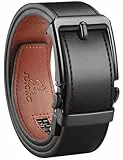 JUKMO 1.5“ (38mm) Leder-Ratschengürtel für Männer in Geschenkbox (Schwarz, Groß)