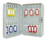 Wedo 10252437X Schlüsselschrank (für 24 Schlüssel, pulverbeschichtetes Stahlblech 18 x 6 x 25 cm, Sicherheitsschloß inklusive 2 Schlüssel) lichtgrau
