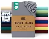 Utopia Bedding - Spannbettlaken 90x200cm - Grau - Oeko-Tex Zertifiziertes Gebürstete Polyester-Mikrofaser Spannbetttuch - 35 cm Tiefe Tasche