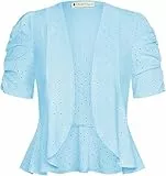 Belle Poque Bolero Shrug für Damen Kurze Ärmel Leichte Offene Front Stricken Abgeschnitten Strickjacke für Kleid Röcke