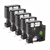 Molabel 5er-Pack kompatible Schriftbänder für Dymo D1 45013 S0720530 (12 mm x 7 m), Schwarz auf Weiß, geeignet für Dymo LabelManager 160, 200, 210D, 280, 360D, 420P, 450D.