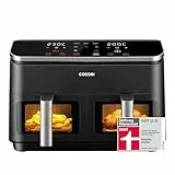 COSORI Heißluftfritteuse 2 Kammern, Testsieger der Stiftung Warentest, 6-in-1 Dual Zone Air Fryer 8,5 L, Doppelkammer mit Sichtfenster für ausgewogene Mahlzeit, Helles Silber