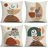 Kissenbezug 4er Set, Lackieranlagen 30x30cm Kissenbezüge Leinen Sofakissen mit Reissverschluss, Quadratisch Kissenhülle Wohnzimmer, Zierkissenbezüge für Sofa Zuhause Outdoor Garten Dekoration 3432