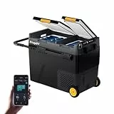 BougeRV CRD2 V2.0 Kompressor Kühlbox 57L mit Gefrierfach Doppeltür Dualzonen Kühlbox Auto mit Rollen & Griff 12V/24V 230V Camping Kühlschrank Elektrische mit APP Steuerung, IPX4, -20℃~20℃ (2026 Neu)