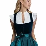 Dirndl Bluse Damen Flügelärmel - Trachtenbluse Weiß Dirndlbluse Hochgeschlossen Kurzarm DirndlBlusen V Ausschnitt Trachtenbluse Stehkragen Trachten Oberteil für Oktoberfest (01 Weiß, M)