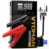 VTOMAN X5 Starthilfe mit Luftkompressor, 3500 A tragbarer Autobatterie-Booster (bis zu 9 l Gas/8 l Dieselmotoren) mit 160 PSI digitalem Reifenfüller, 12 V Lithium-Batterie, Starthilfebox mit (Black)
