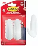 Command Klebehaken, Größe M, Weiß - Packung mit 2 Haken selbstklebend und 4 Klebestreifen - Haken für Wand, Türhaken, Organisieren ohne Bohren - Hält 1,3kg