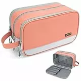 Carttiya Kulturbeutel Damen PU-Leder Kulturbeutel Reise Kosmetiktasche Wasserabweisende Waschtasche Toilettentasche Großer Stauraum Kulturtaschen Toiletry Bag (Rosa, 8.79 L)