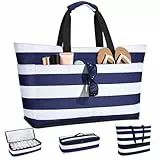 CIRYCASE Strandtasche XXL Familie mit Kühlfach, 54L Große Badetasche Strandtasche mit Reißverschluss & Nassfach, Faltbare Wasserdicht Beach Bag Mädchen Handtasche Shopper Damen für Reisen/Fitness/Pool