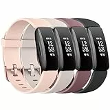 Vancle 4Pack für Fitbit Inspire 2 Armband Damen Herren,Silikon Sport Ersatzarmbänder Uhrenarmband für Fitbit Inspire 2(Schwarz/Starlight/Violett/Rosa)