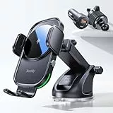 QC3.0 + Saugnapf + Clip: Auckly Kfz-Handyhalterung, kabelloses Ladegerät, Qi 15 W, schnelles kabelloses Autoladegerät, automatischer Sensor, Handyhalterung, kompatibel mit iPhone 12, 13, 14, 15, Pro