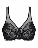 DIM Femme - BH Generous Essentiel x1 | Mit Bügeln | Komfortabler Halt | Transparente Spitze & Tüll Schwarz 80D