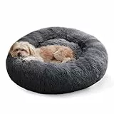 Western Home Hundebett Run, Katzenbett Flauschig, Hundekissen Kleine Hunde,Hundebett Waschbar,Hundekorb,Katzenkorb Zum Schlafen 76 cm,Dunkelgrau