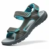 QUANDELI Wandersandalen Frauen, Sommer Wasserdichte Wandersandalen Bequeme Leichte Sport Sportliche Sandalen Offene Zehensandalen für Outdoor Strand Reisen(grau EUR41)