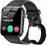 IOWODO Smartwatch Damen Herren 1,85 Zoll Uhren Fitnessuhr Sportuhr mit Schrittzähler Herzfrequenzmonitor Schlafmonitor Fitness Tracker IP68 Wasserdicht Bluetooth Anrufe Smart Watch für iOS Android