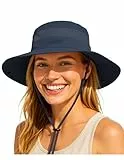 Durio Sonnenhut Damen und Herren - Outdoor Sommer Wanderhut UPF 50+ UV-Schutz Bucket Cap mit Kinnriemen Fischerhut Safarihut Faltbar Mesh Breite Krempe Campinghut