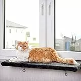 CanadianCat Company | Katzen Fensterliege groß Katzenbett Fensterbank - Snuggly Place - Large in anthrazit/dunkelgrau, Flauschiges Fensterbrett Katze waschbar, ca. 75 x 35 cm